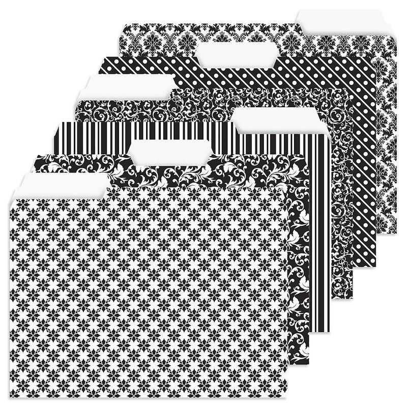 Current Elegant Black File Folders Value Pack - Bulk Set of 24, 6 Pretty Decorative Designs, 1/3 Cut Tabs, Heavy-Duty Paper Stock, Office Supplies for Home & Work, 9-Â½â€ x 11-Â¾â€ Letter Size - Image 1